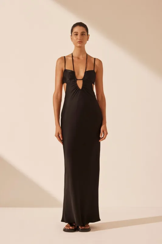 LYDIE CUT OUT OPEN BACK MAXI DRESS - BLACK sold by Shona Joy