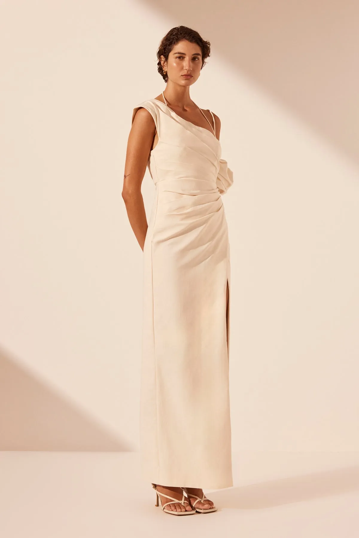 LANI ASYMMETRICAL DRAPED MAXI DRESS - RICE sold by Shona Joy product image thumbnail 2