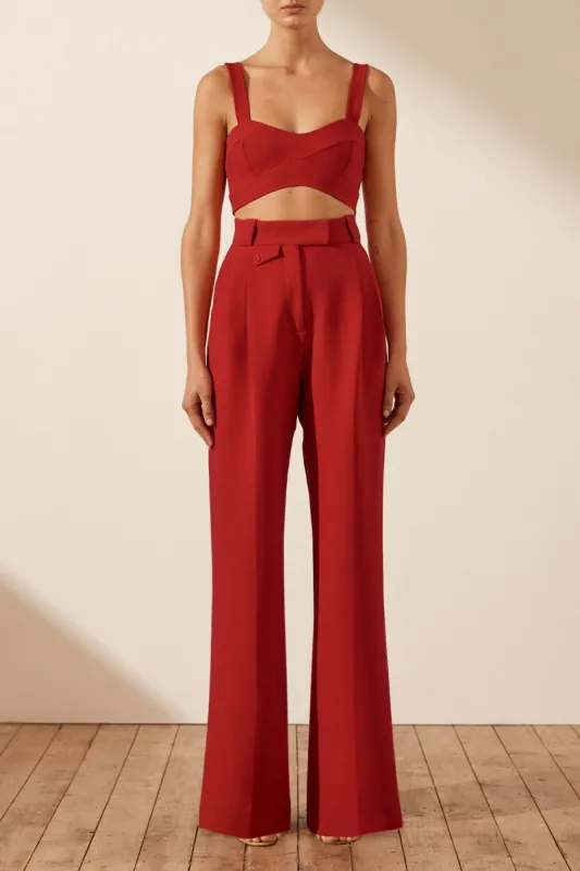 IRENA HIGH WAISTED TAILORED PANT - ROMA RED made by Shona Joy