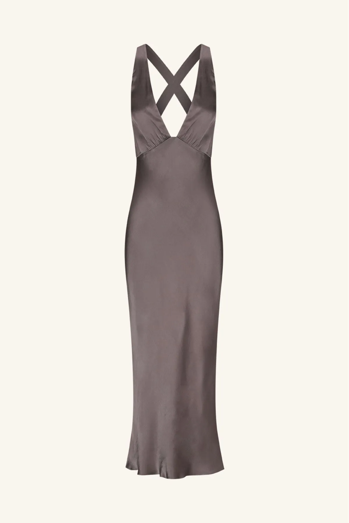LA LUNE PLUNGED CROSS BACK MIDI DRESS - GRAPHITE sold by Shona Joy product image thumbnail 5