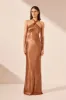 LA LUNE HIGH NECK TWIST MAXI DRESS - ALMOND sold by Shona Joy