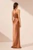 LA LUNE HIGH NECK TWIST MAXI DRESS - ALMOND sold by Shona Joy