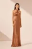 LA LUNE HIGH NECK TWIST MAXI DRESS - ALMOND sold by Shona Joy