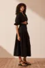 MARE LINEN DECONSTRUCTED MIDI DRESS - BLACK sold by Shona Joy