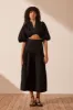 MARE LINEN DECONSTRUCTED MIDI DRESS - BLACK sold by Shona Joy