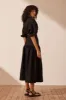 MARE LINEN DECONSTRUCTED MIDI DRESS - BLACK sold by Shona Joy
