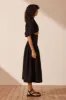 MARE LINEN DECONSTRUCTED MIDI DRESS - BLACK sold by Shona Joy