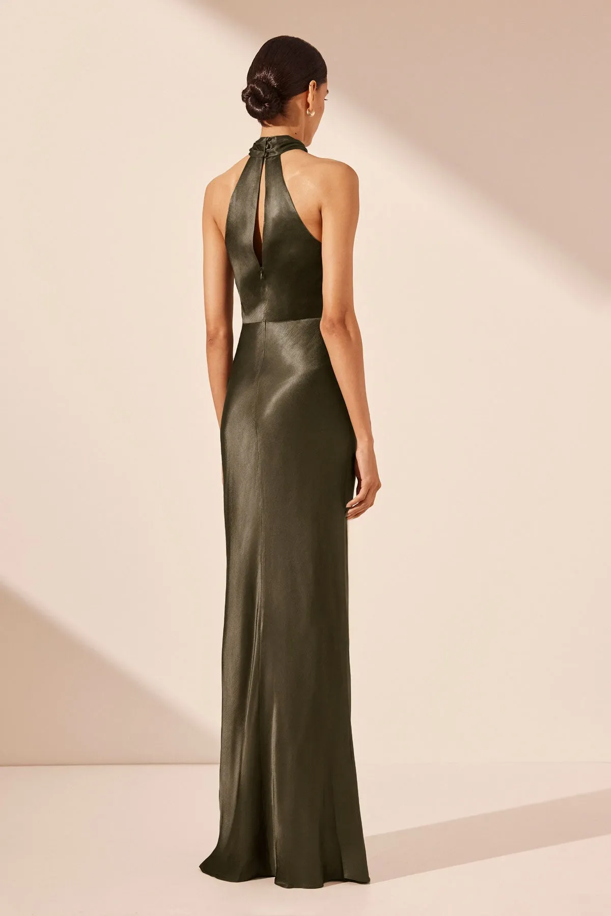 knee length dresses for ladies La Lune High Neck Maxi Dress | Cream | Dresses