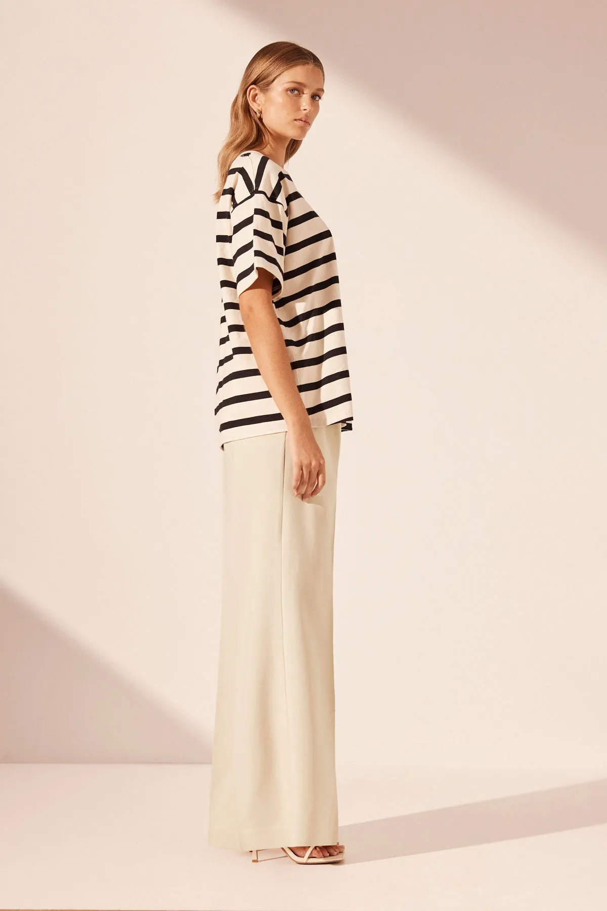 GIA OVERSIZED STRIPE T-SHIRT - CREAM/BLACK sold by Shona Joy product image thumbnail 4