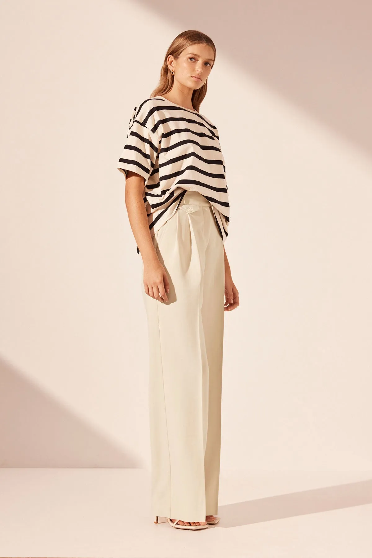 GIA OVERSIZED STRIPE T-SHIRT - CREAM/BLACK sold by Shona Joy product image thumbnail 3