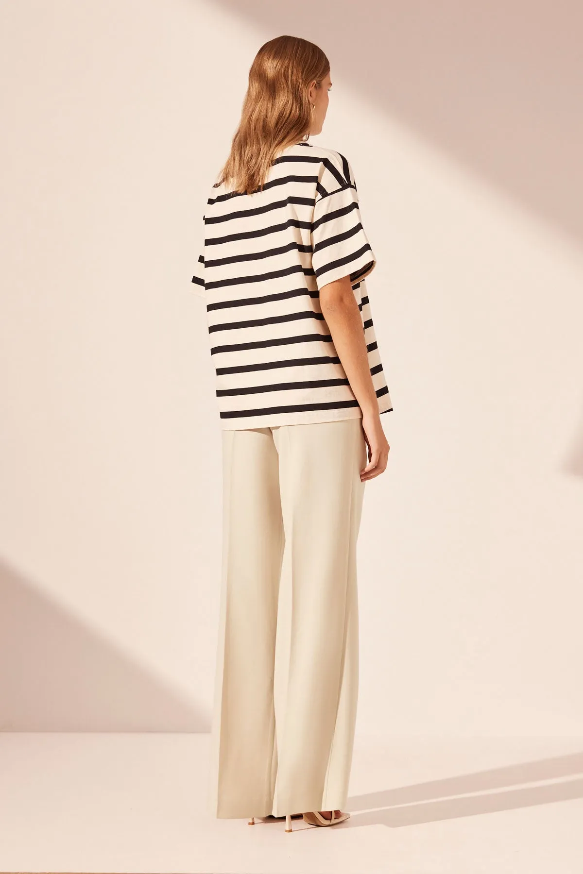 GIA OVERSIZED STRIPE T-SHIRT - CREAM/BLACK sold by Shona Joy product image thumbnail 5