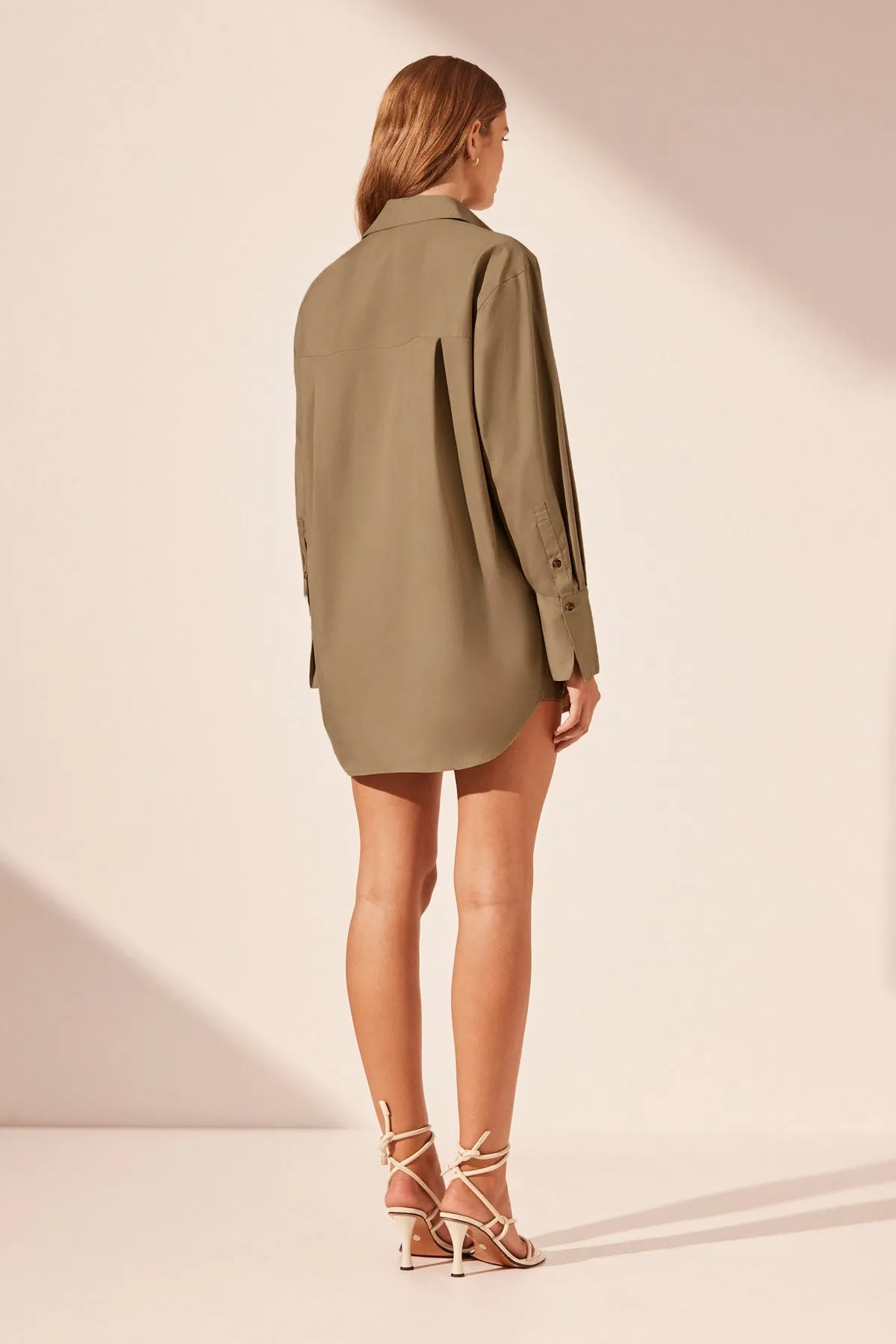 SABATO OVERSIZED PATCH POCKET SHIRT - GREY KHAKI sold by Shona Joy product image thumbnail 5