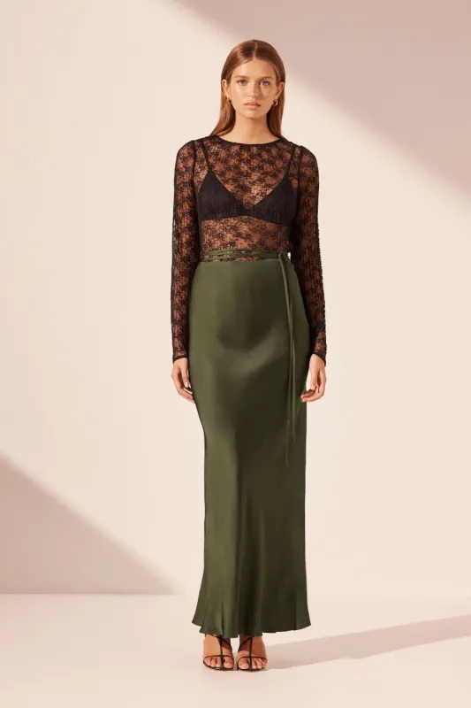 SHAE BIAS TIE MAXI SKIRT - PINE GREEN sold by Shona Joy