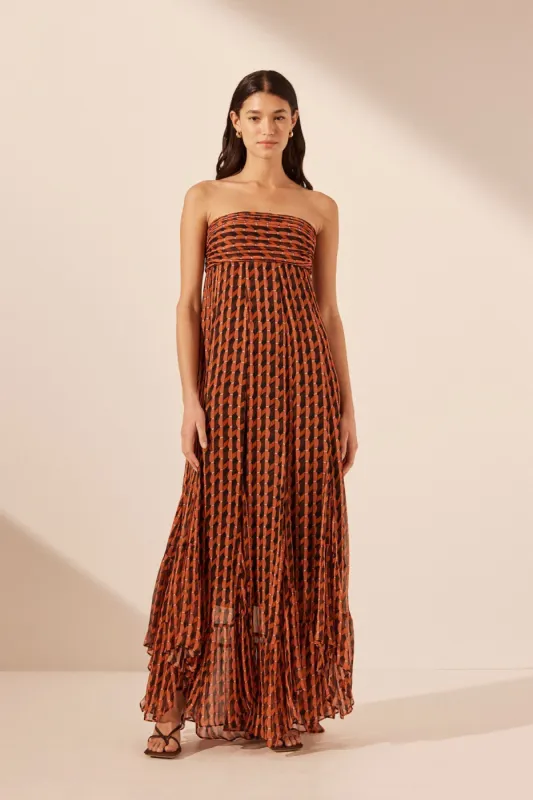 MARTINA RUCHED BODICE GODET MAXI DRESS sold by Shona Joy