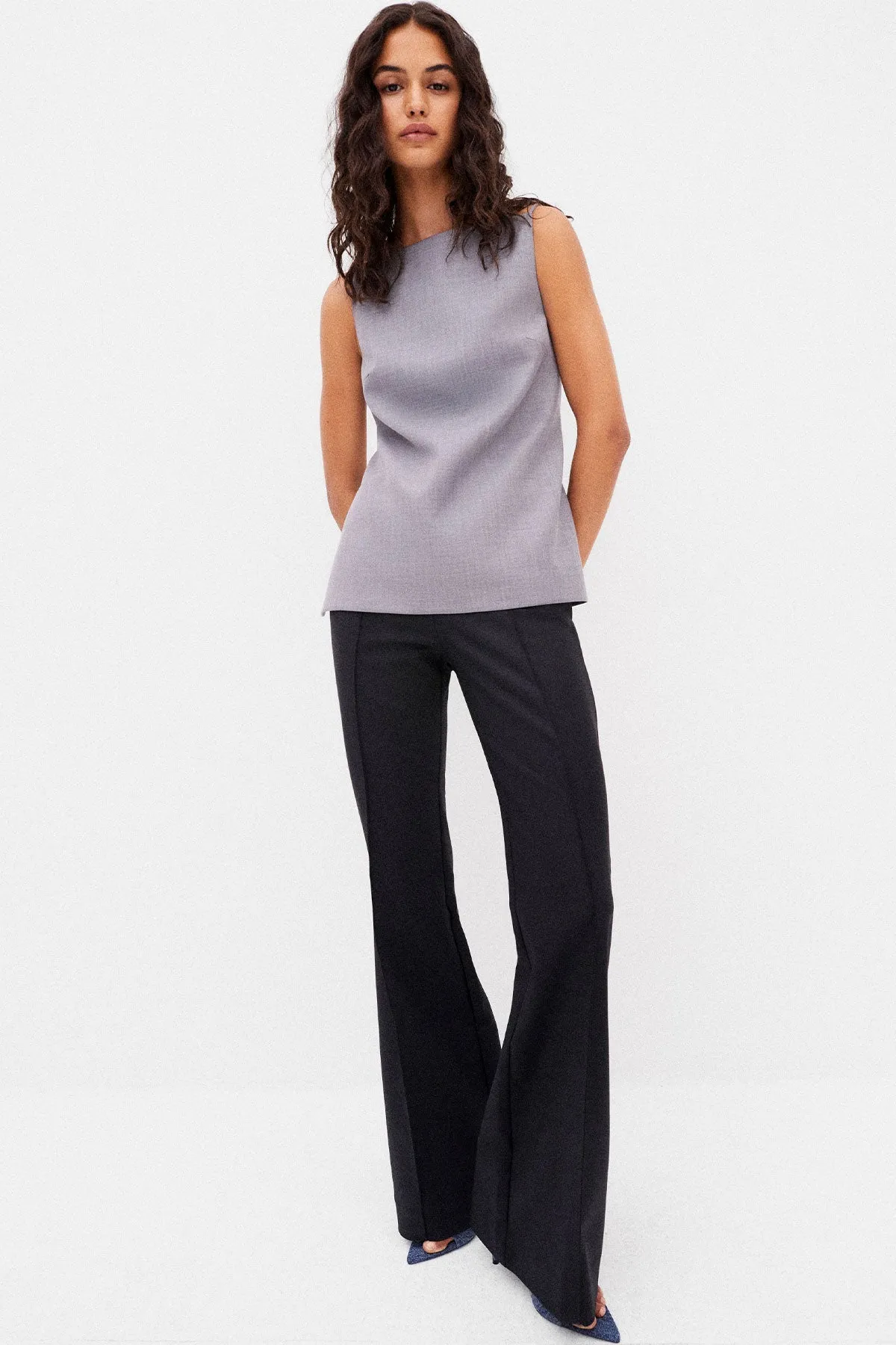 ASHER OPEN TIE BACK TOP - STEEL GREY sold by Shona Joy product image thumbnail 5