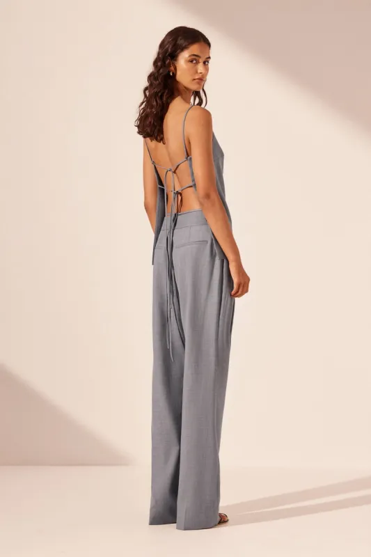 ASHER OPEN TIE BACK TOP - STEEL GREY sold by Shona Joy