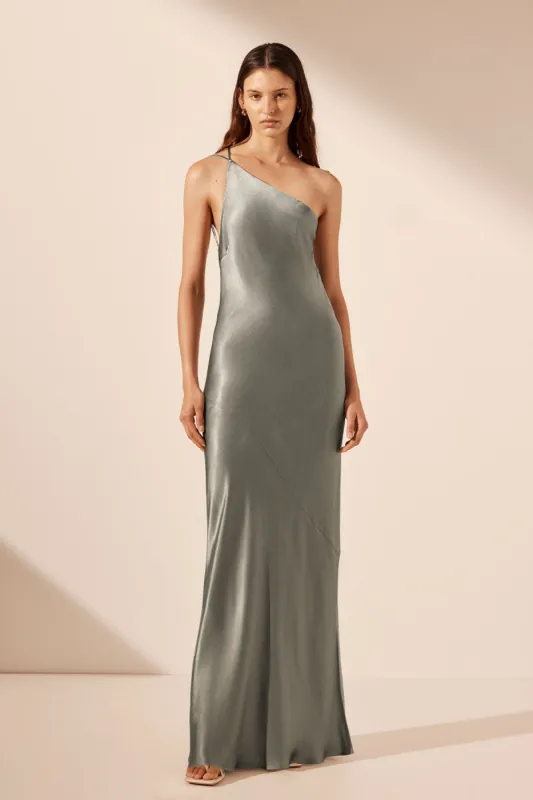 LA LUNE ONE SHOULDER COWL BACK MAXI DRESS - SAGE sold by Shona Joy