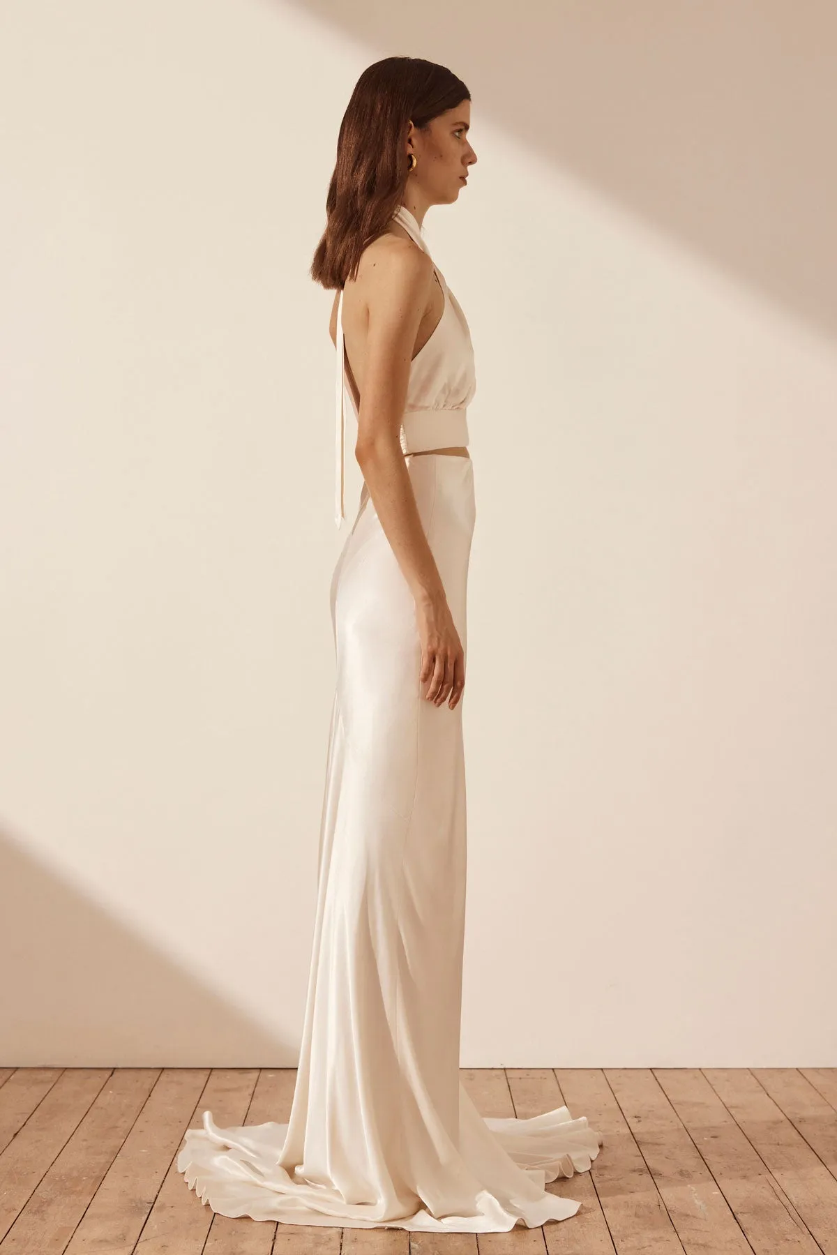 LA LUNE CROSS OVER HALTER CROP TOP - CREAM sold by Shona Joy product image thumbnail 3