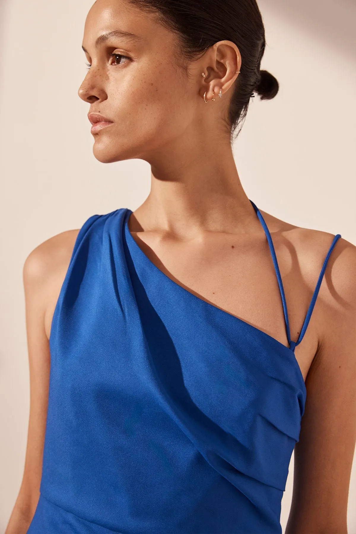 LANI ASYMMETRICAL GATHERED MAXI DRESS - AZURE sold by Shona Joy product image thumbnail 3