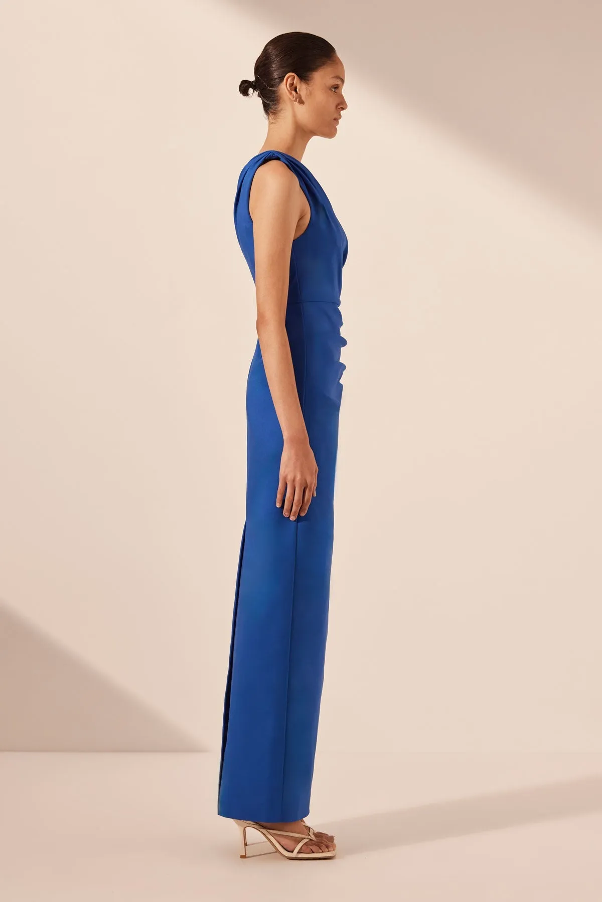 LANI ASYMMETRICAL GATHERED MAXI DRESS - AZURE sold by Shona Joy product image thumbnail 4
