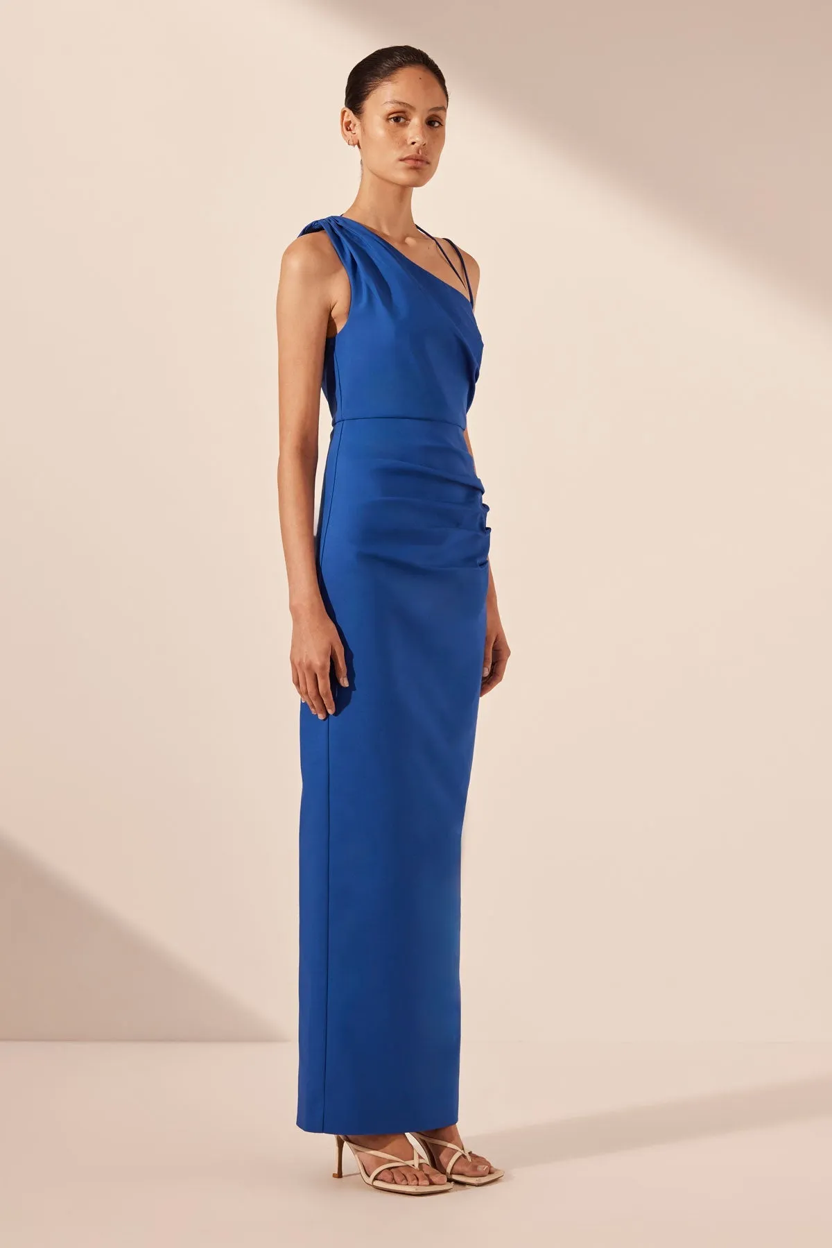 LANI ASYMMETRICAL GATHERED MAXI DRESS - AZURE sold by Shona Joy product image thumbnail 2