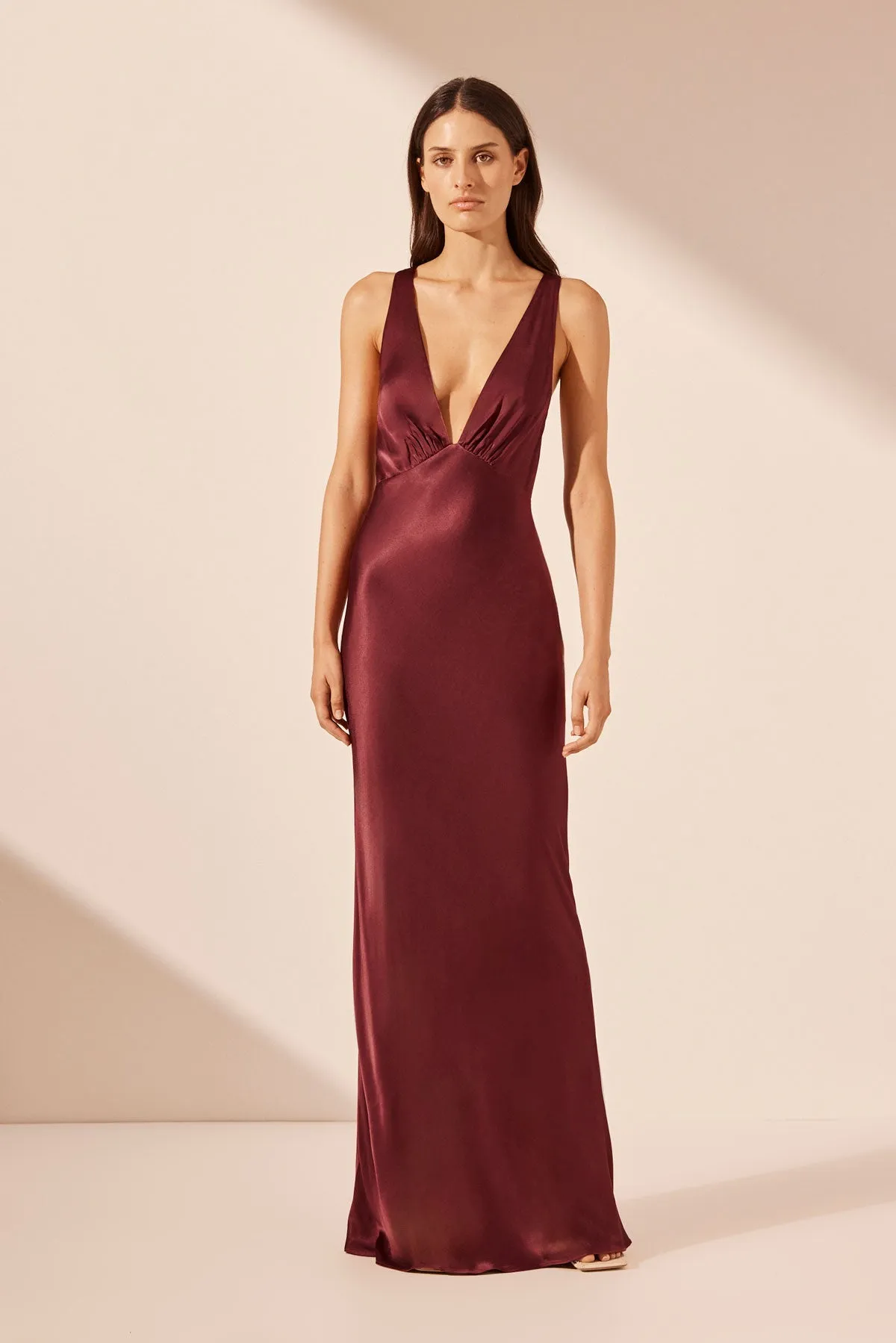 ELIA PLUNGED CROSS BACK MAXI DRESS - SHIRAZ sold by Shona Joy