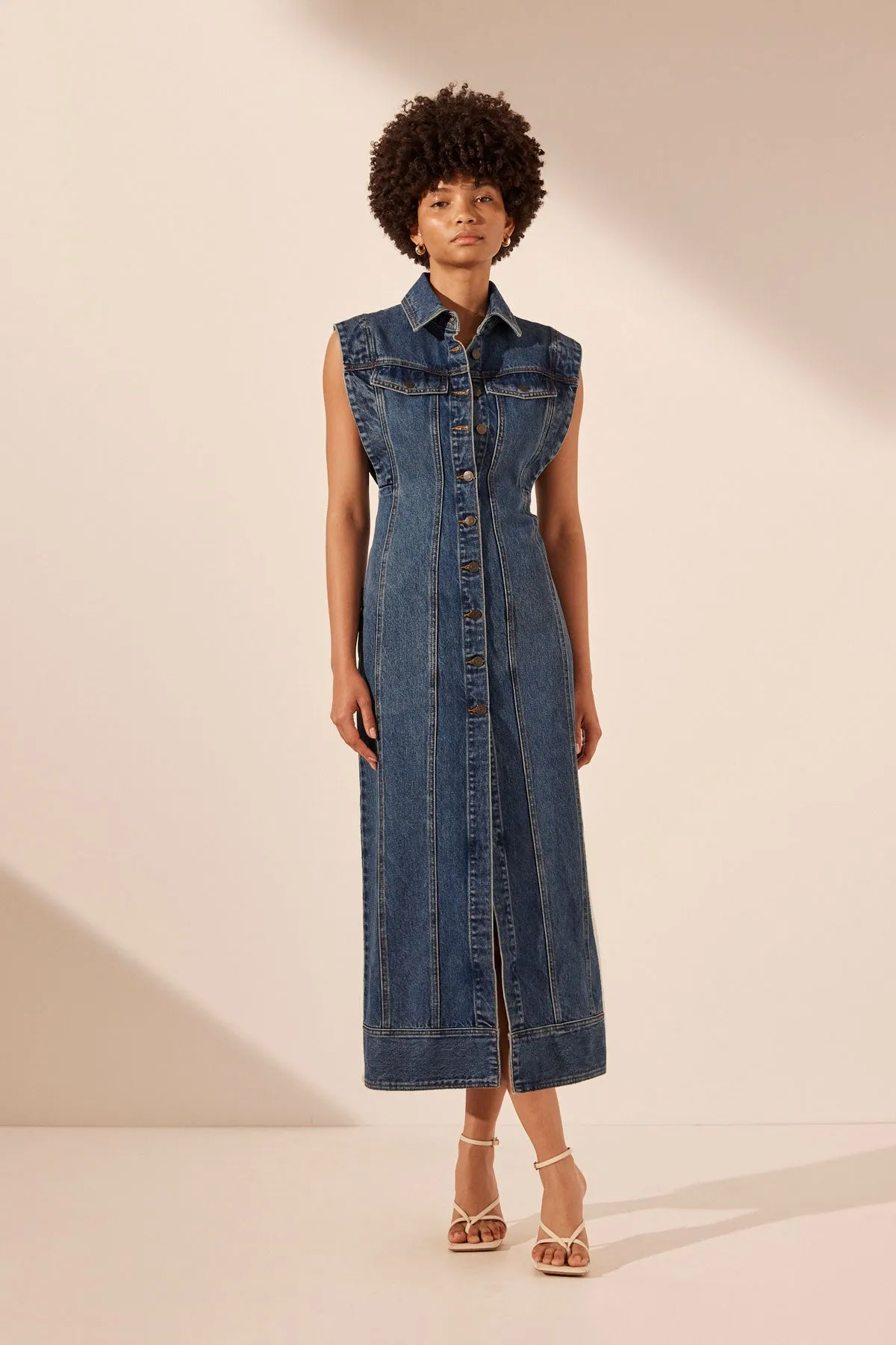 TOVERE SLEEVELESS PANELLED MIDI DRESS sold by Shona Joy