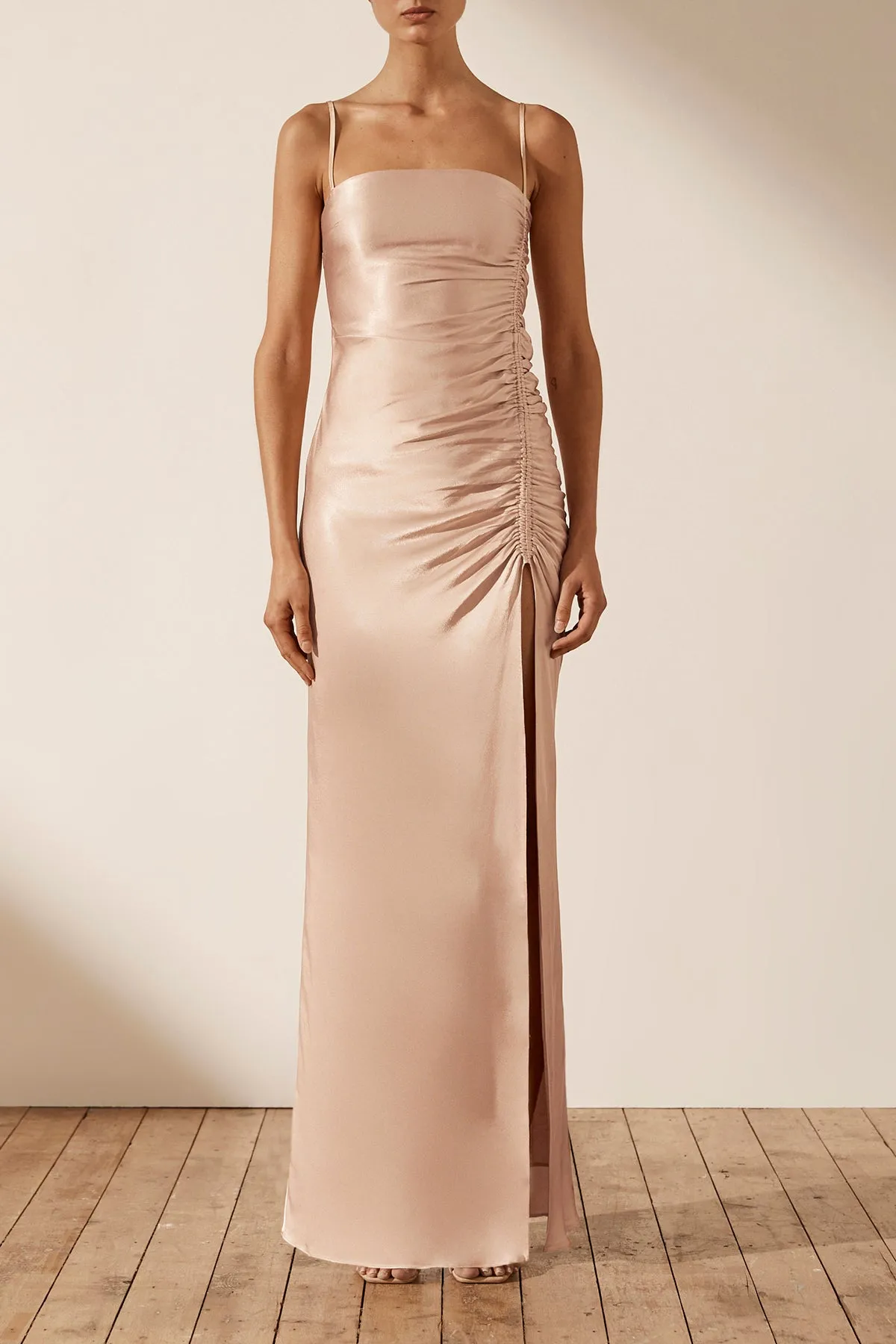 LA LUNE RUCHED MAXI DRESS - DESERT ROSE sold by Shona Joy