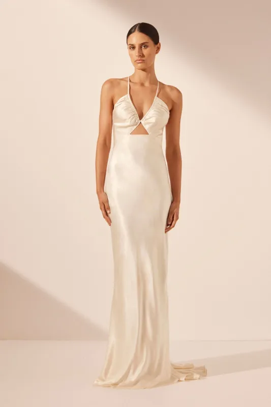 LA LUNE RUCHED BODICE MAXI DRESS - CREAM sold by Shona Joy
