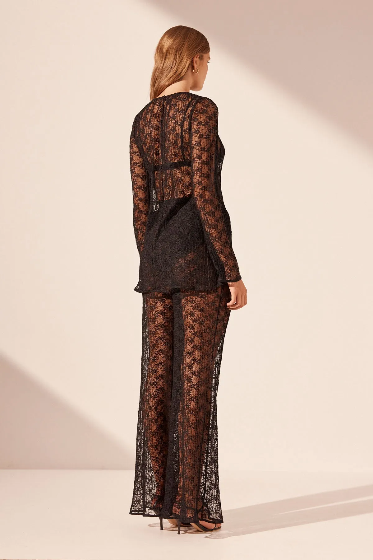 SOL LACE LONG SLEEVE TUNIC TOP - BLACK sold by Shona Joy product image thumbnail 4