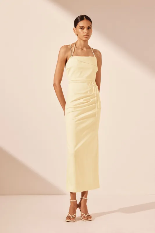 LANI DRAPED CROSS BACK MIDI DRESS - VANILLA sold by Shona Joy