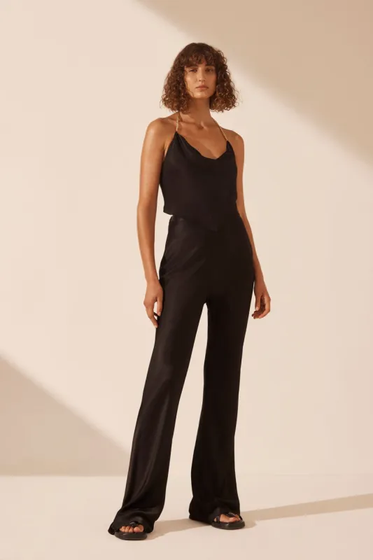 LYDIE HALTER CHAIN TIE BACK CAMI - BLACK sold by Shona Joy