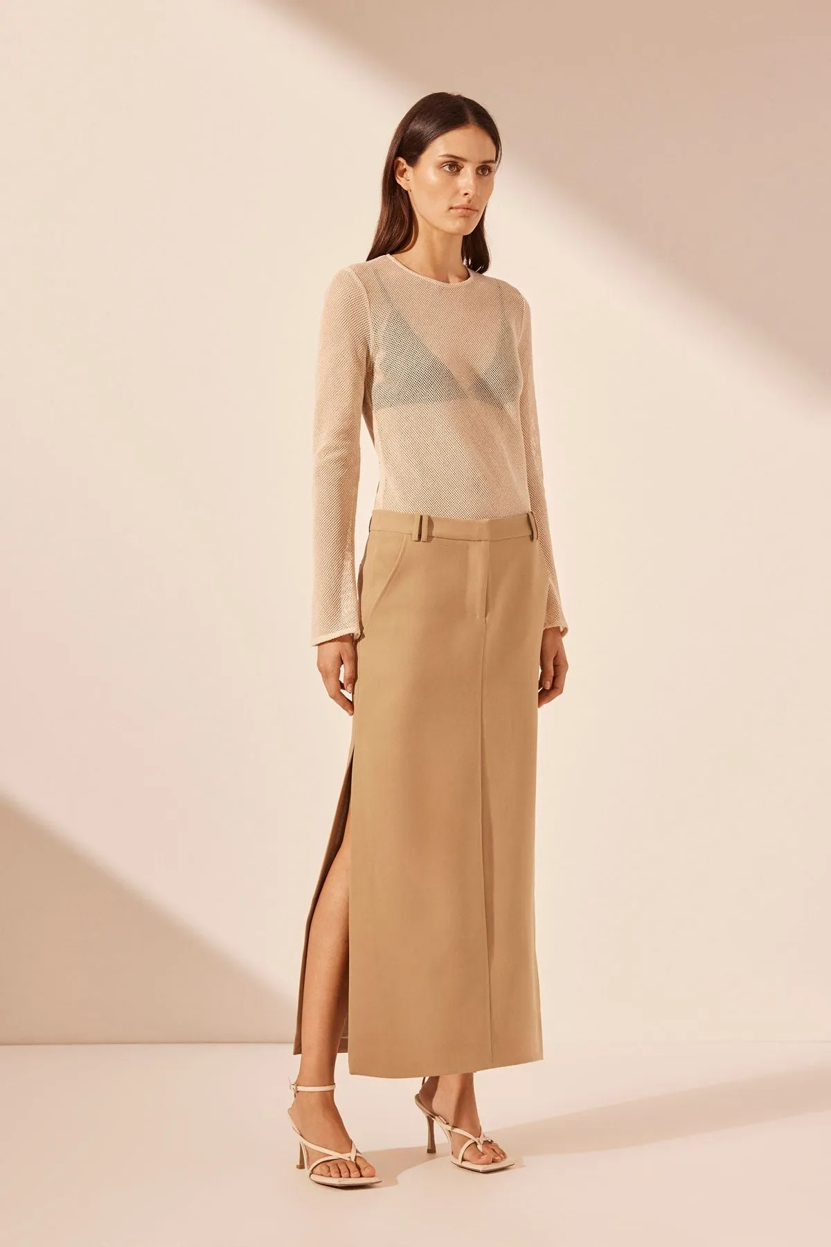 IRENA SIDE SPLIT MAXI SKIRT - WHEAT sold by Shona Joy product image thumbnail 3