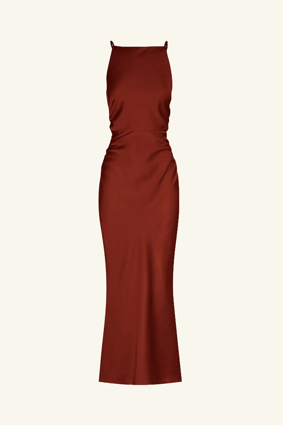 LUXE HIGH NECK RUCHED MIDI DRESS - SANGRIA sold by Shona Joy product image thumbnail 5