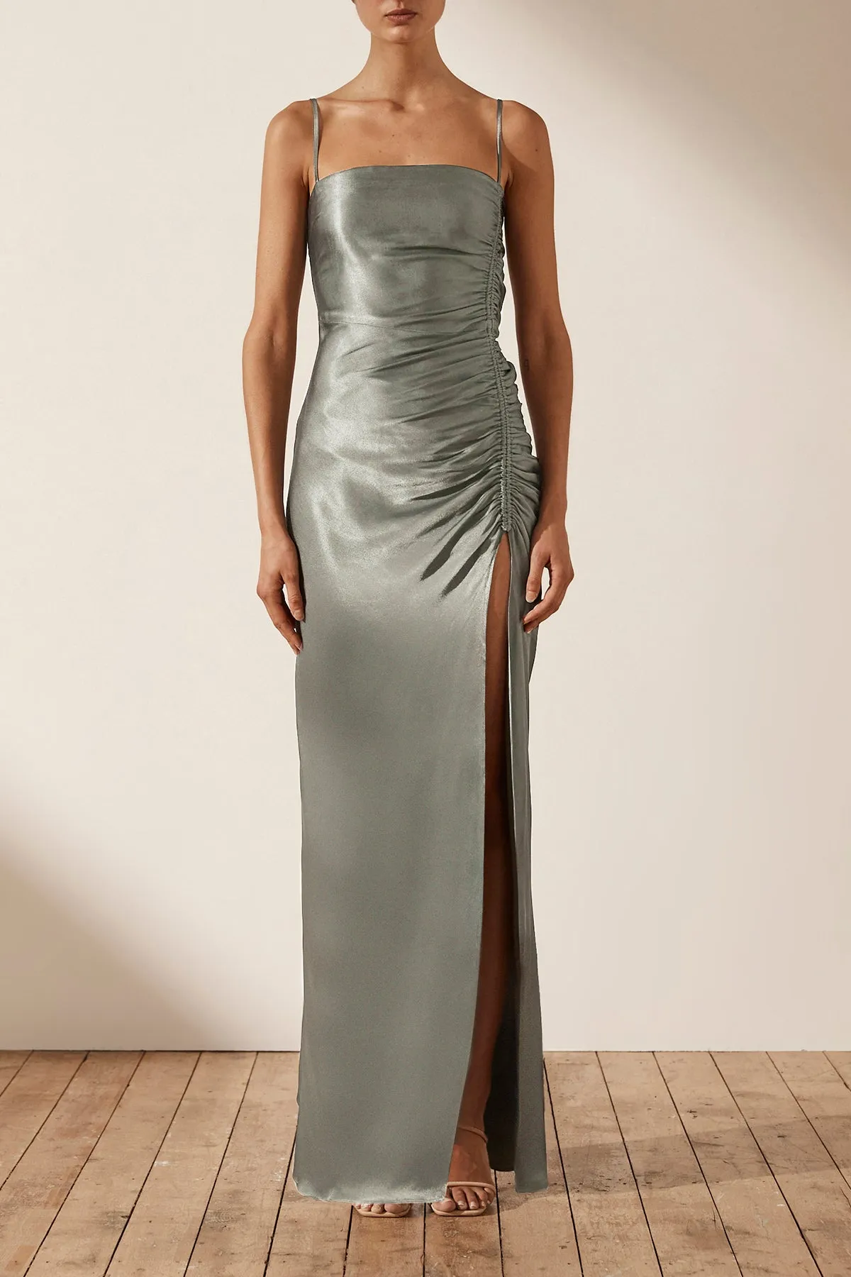 LA LUNE RUCHED MAXI DRESS - SAGE sold by Shona Joy