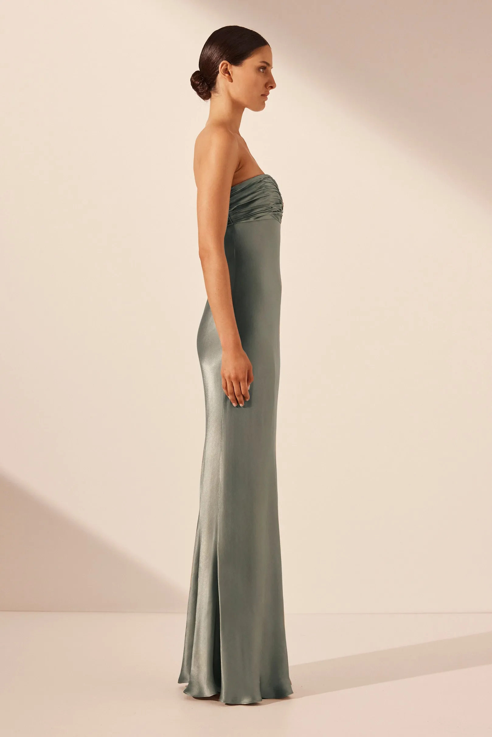 LA LUNE STRAPLESS RUCHED BODICE MAXI DRESS - SAGE sold by Shona Joy product image thumbnail 5