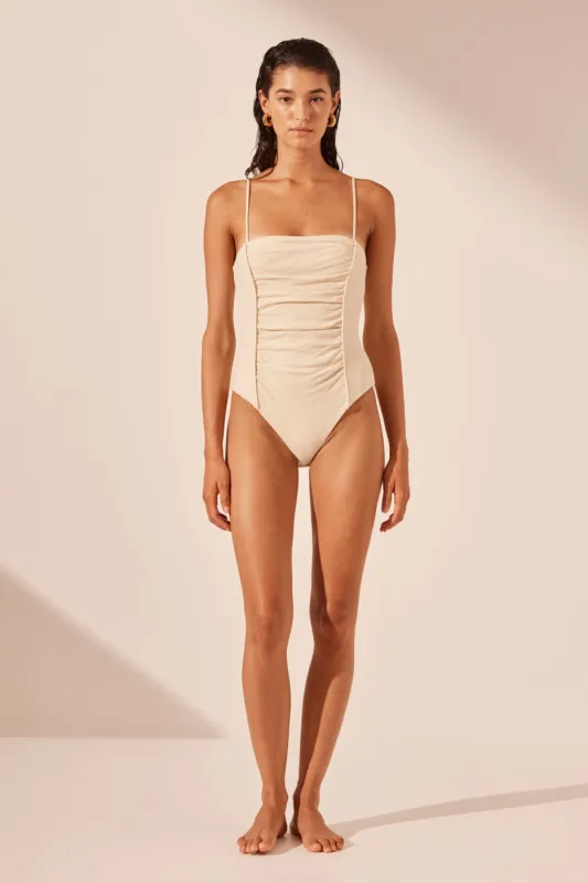 BEAU GATHERED BODYSUIT - MACADAMIA made by Shona Joy