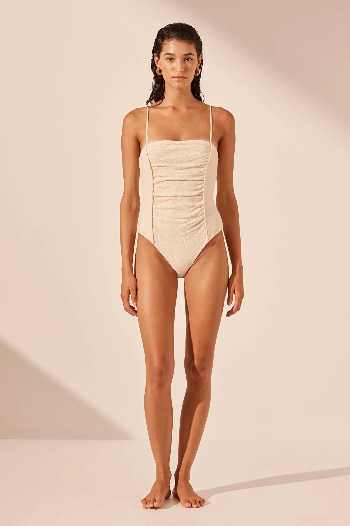 BEAU GATHERED BODYSUIT - MACADAMIA sold by Shona Joy