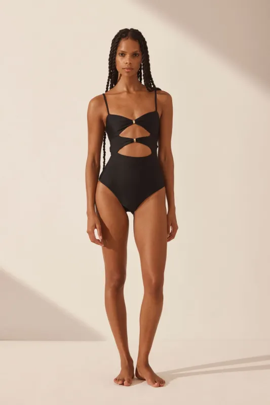 DAIQUIRI RUCHED CUT OUT ONE PIECE - BLACK sold by Shona Joy