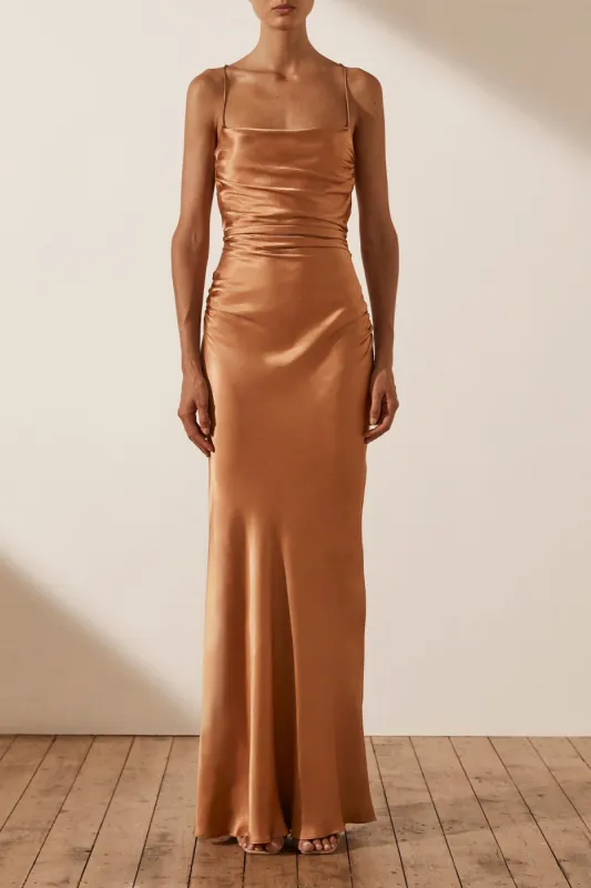LA LUNE LACE BACK MAXI DRESS - COPPER sold by Shona Joy