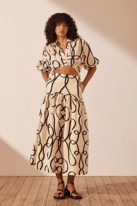 VIETRI LINEN DECONSTRUCTED MIDI DRESS sold by Shona Joy