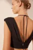LANI CROSS FRONT RUCHED CROP TOP - BLACK sold by Shona Joy