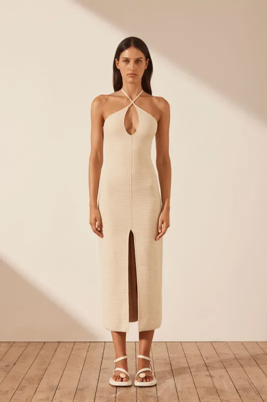 EVE KEYHOLE MIDI DRESS - BONE sold by Shona Joy