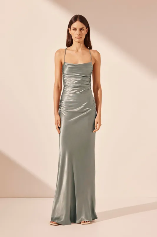 LA LUNE LACE BACK MAXI DRESS - SAGE sold by Shona Joy