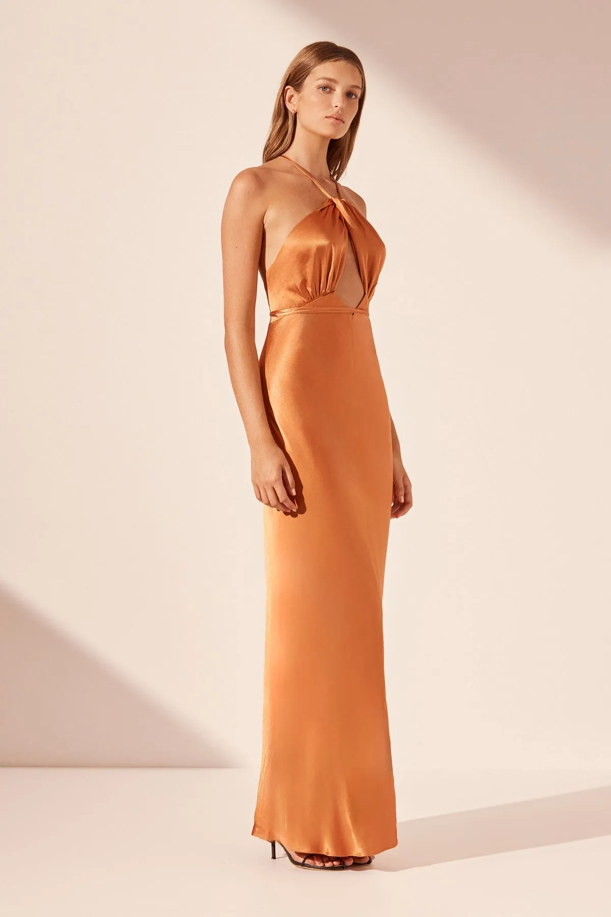 SOFIA CROSS BACK HALTER MAXI DRESS - GINGER sold by Shona Joy product image thumbnail 2
