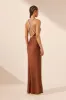 BELKIS CONTRAST PLUNGED CROSS BACK MAXI DRESS sold by Shona Joy