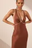 BELKIS CONTRAST PLUNGED CROSS BACK MAXI DRESS sold by Shona Joy