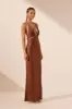 BELKIS CONTRAST PLUNGED CROSS BACK MAXI DRESS sold by Shona Joy