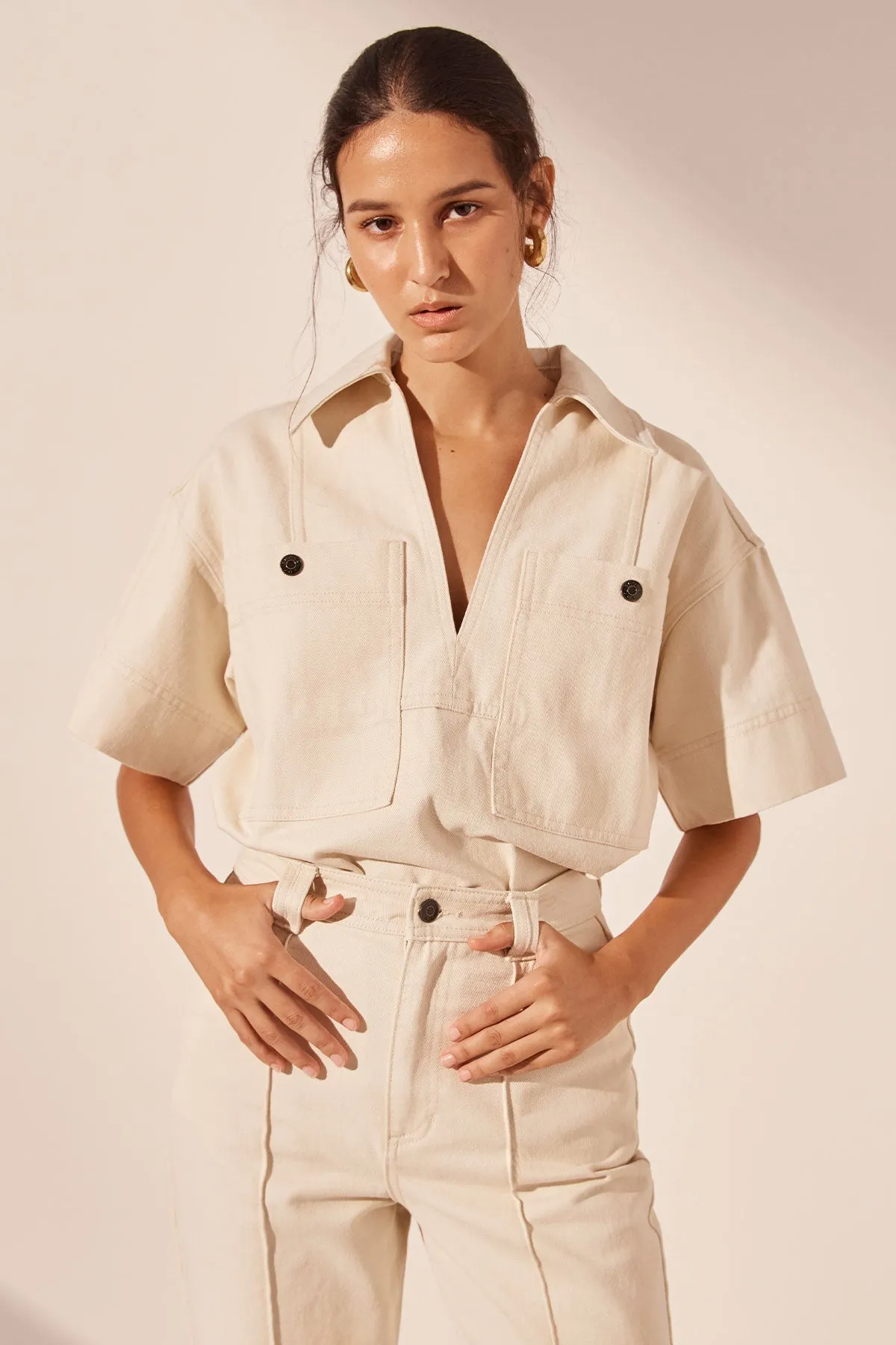 SIERRA PINTUCK STRAIGHT LEG JEAN - CREAM sold by Shona Joy product image thumbnail 3