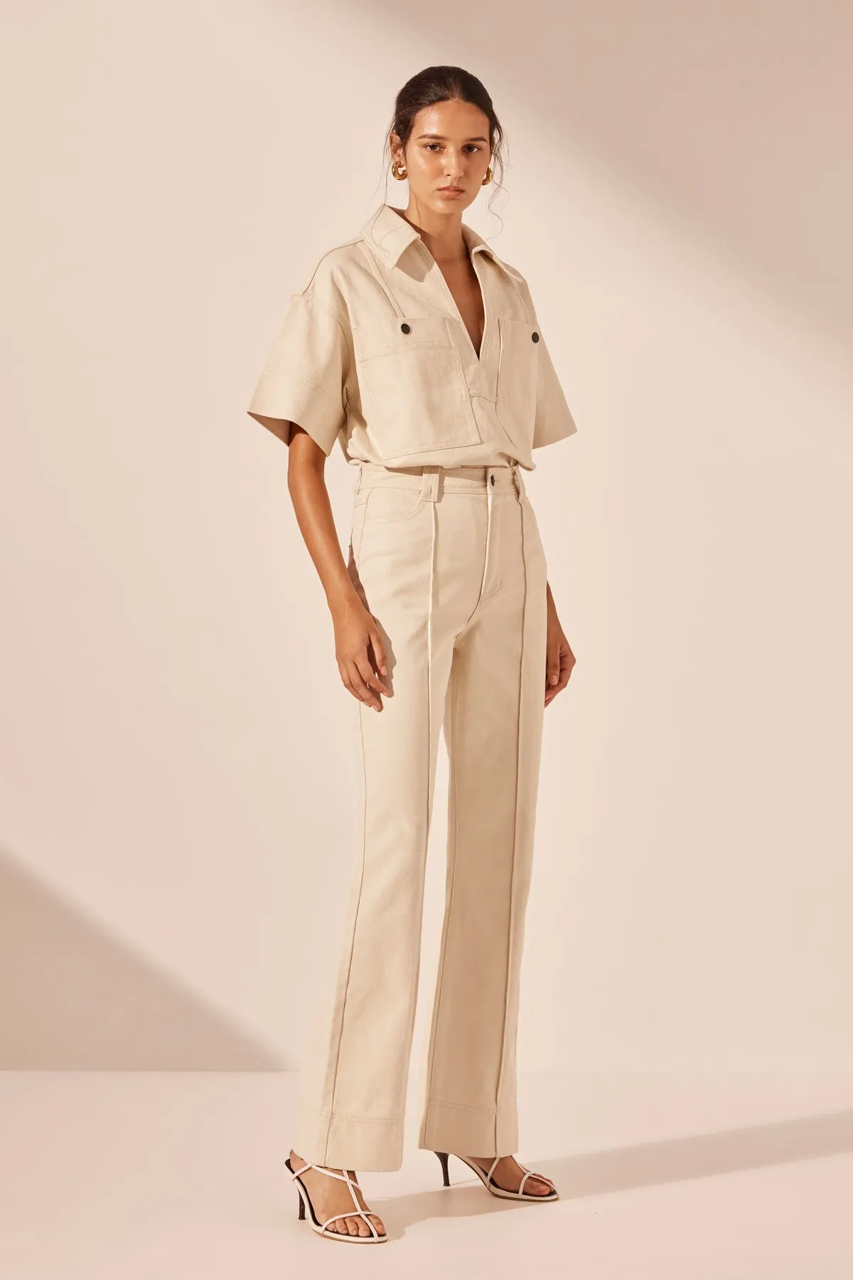 SIERRA PINTUCK STRAIGHT LEG JEAN - CREAM sold by Shona Joy product image thumbnail 2